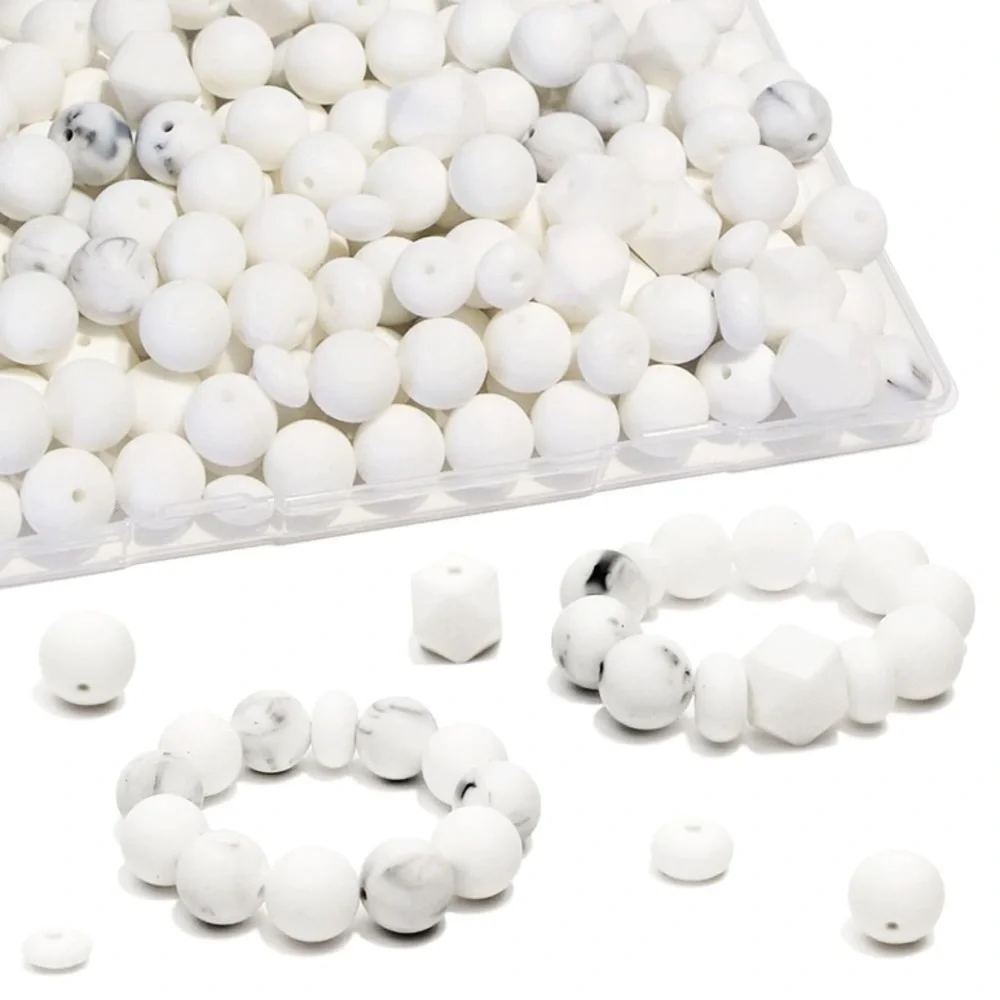 White Marble Bead Bracelet Set